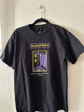 Hanes Black Alcatraz Graphic Tee with Yellow & Purple Accents